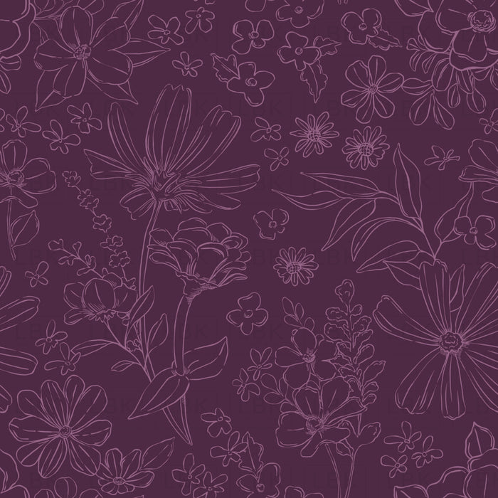 Sketched Floral Dk Purple
