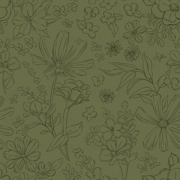 Sketched Floral Green