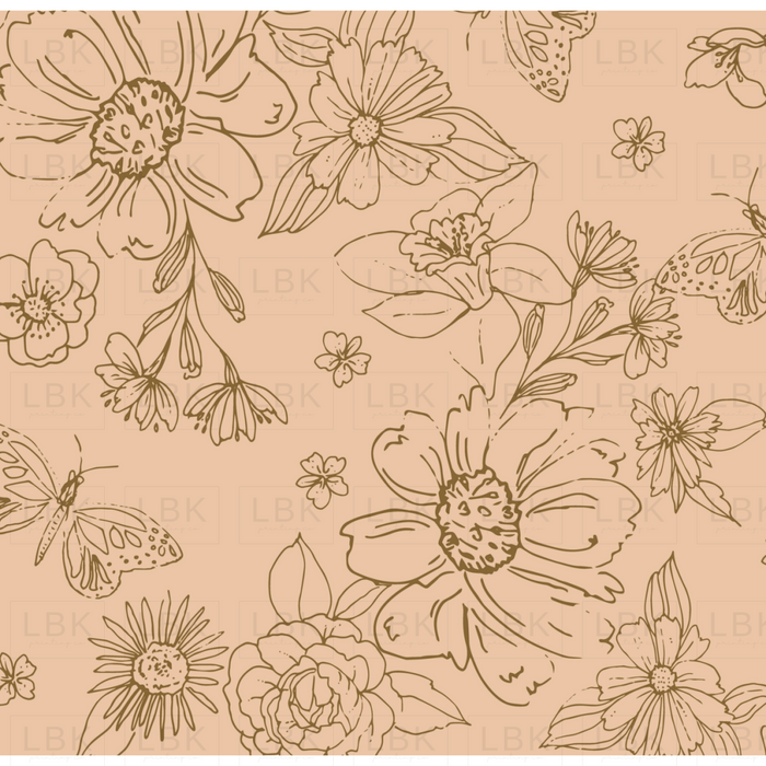 Sketched Florals In Peach