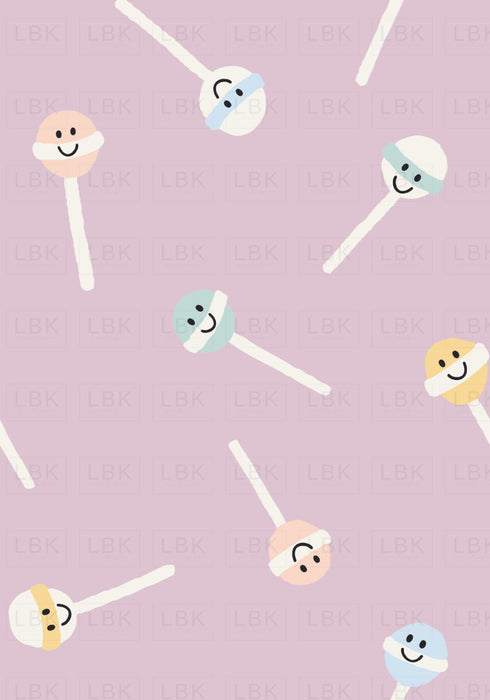 Smiley Face Lollipops On Pastel Lilac