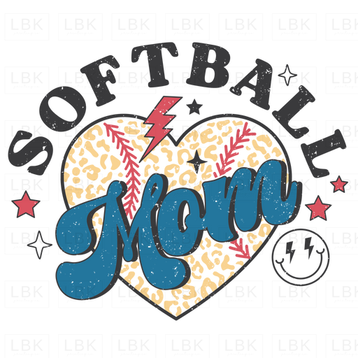 Softball Mom Heart - Distressed