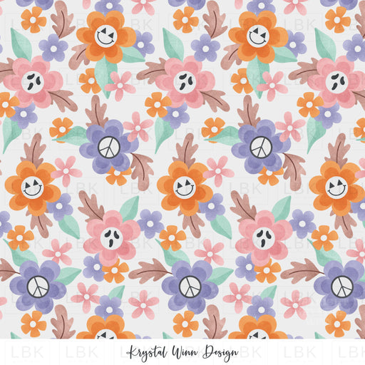 Spooky Cute Halloween Floral White