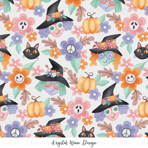 Spooky Cute Witches White