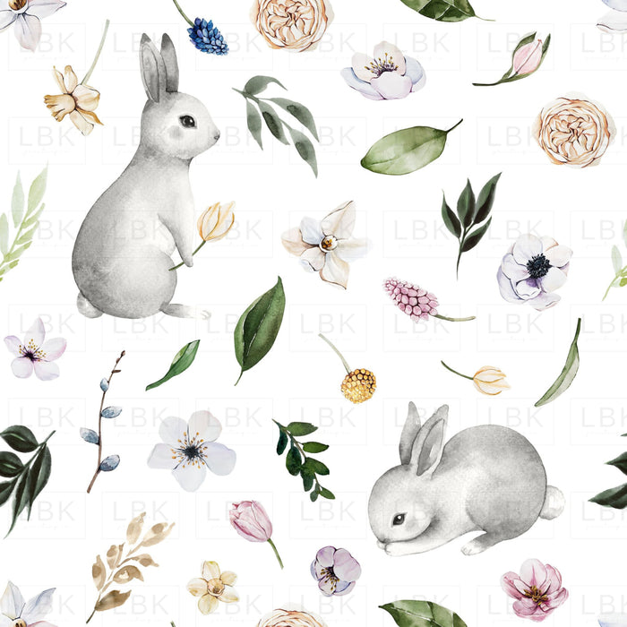 Spring Bunnies On White