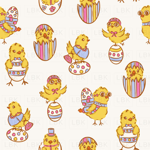 Spring Chicks And Easter Eggs White