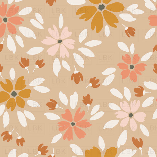 Spring Floral Honey Peach Shell Coral