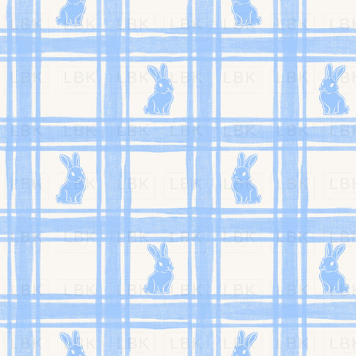 Spring Linen Gingham Blue Bunnies