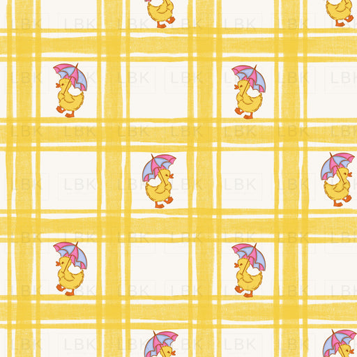 Spring Linen Gingham Yellow Umbrella Duck