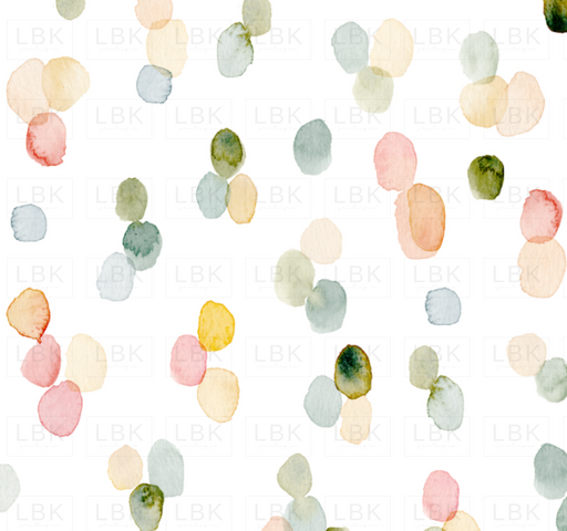 Spring Watercolor Dots On White