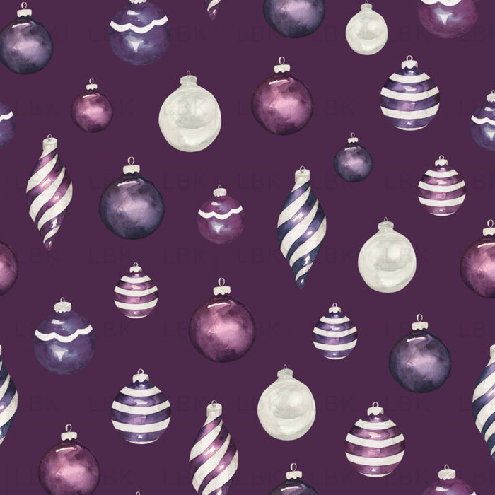 Sugar Plum Christmas Ornaments Dark Purple Fabric