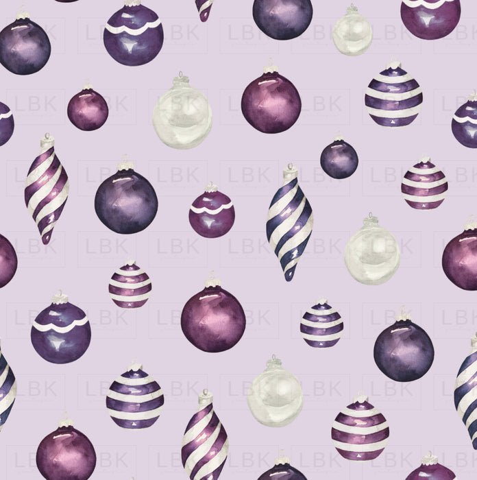 Sugar Plum Christmas Ornaments Light Purple Fabric