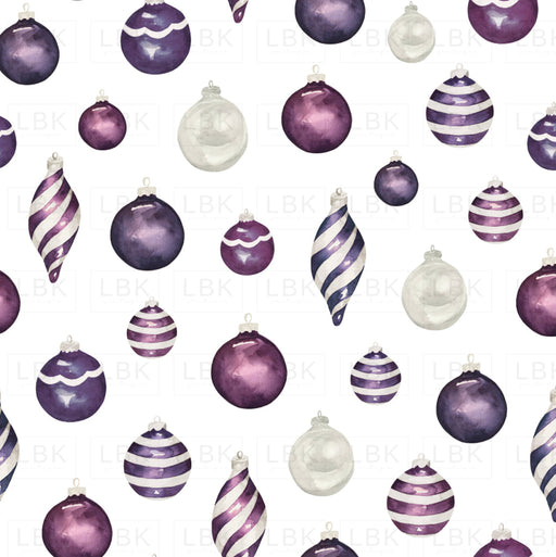 Sugar Plum Christmas Ornaments White Fabric