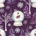 Sugar Plum Christmas Snow Globe Dark Purple Fabric