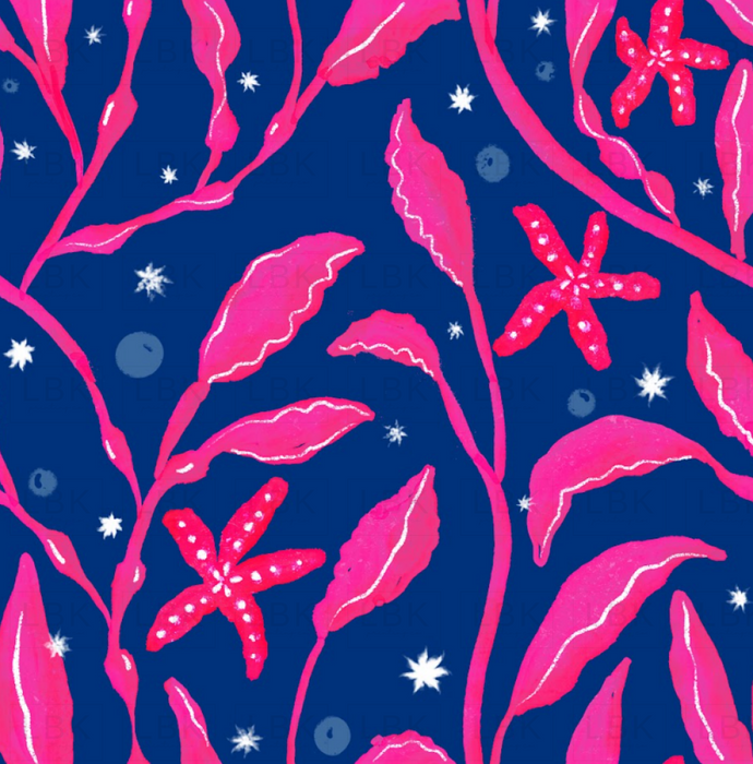 Swaying Seagrass Symphony deep ocean raspberry — LBK Printing Co.