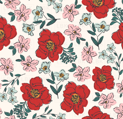 Sweet-Pea-Floral-In-Red