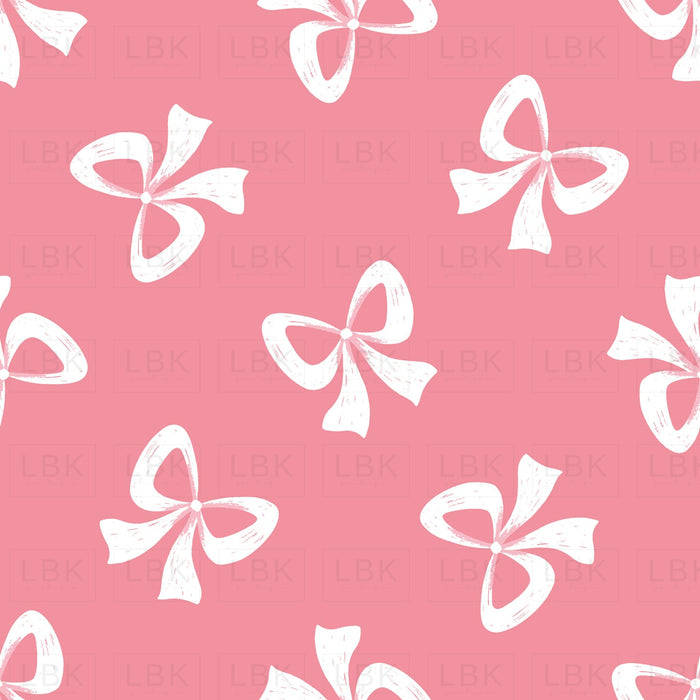 Tossed Bows White on Flamingo Pink