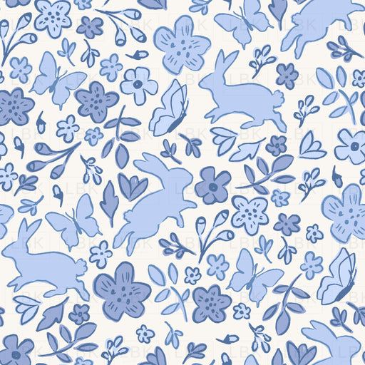 Tossed Bunny Floral Blues-01