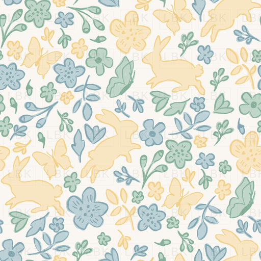 Tossed Bunny Floral Green Blue Yellow-01-01