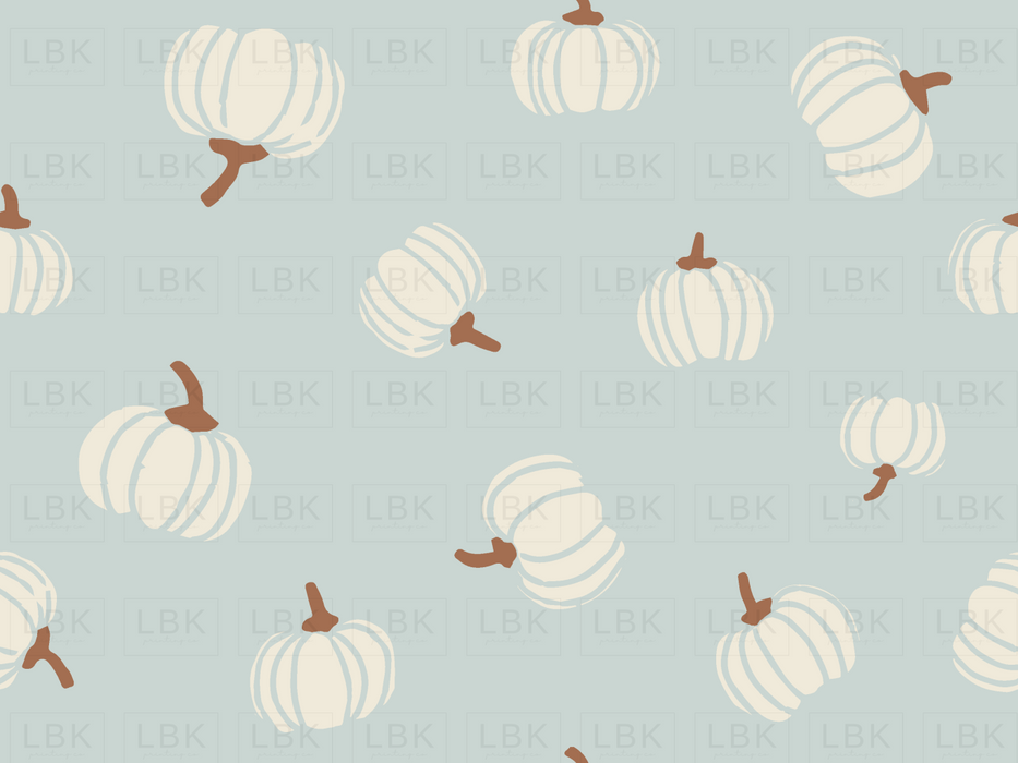 Tossed Cream Pumpkins On Light Blue