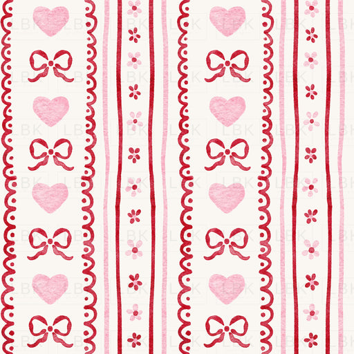 Valentine Vertical Heart Bow Stripe