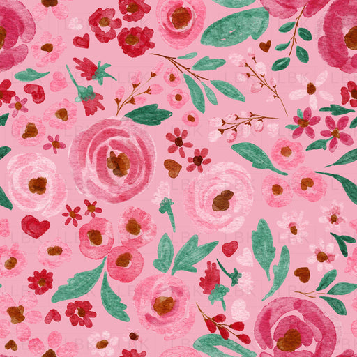 Valentine Watercolor Floral Pink