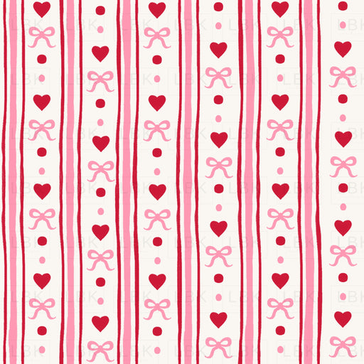 Vertical Heart Bow Stripe Dots