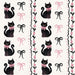 Vertical Kitty Floral Stripe Pink and Black