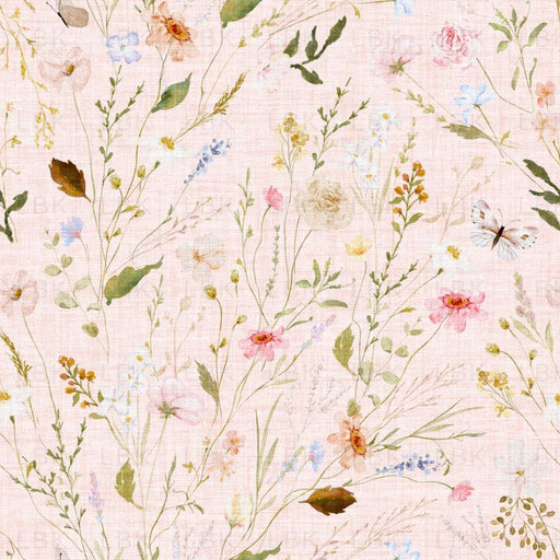 Vintage Floral Fields And Weeds On Blush