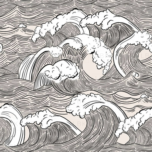 Vintage Ocean Waves On Bone