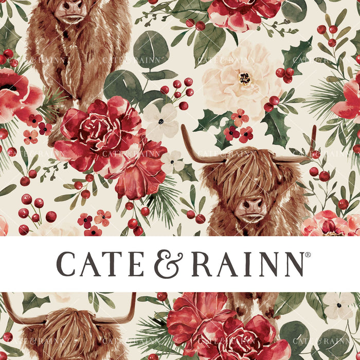 HighlandCow_Floral_Cream