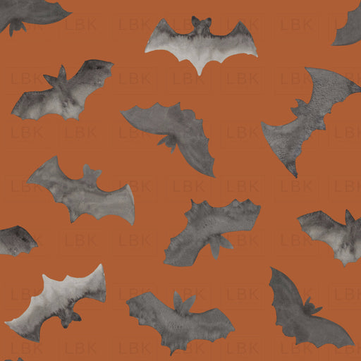 Watercolor Bats On Orange