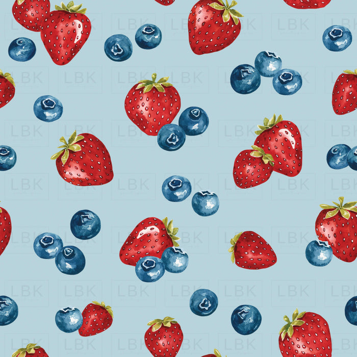 Watercolor Berries On Blue