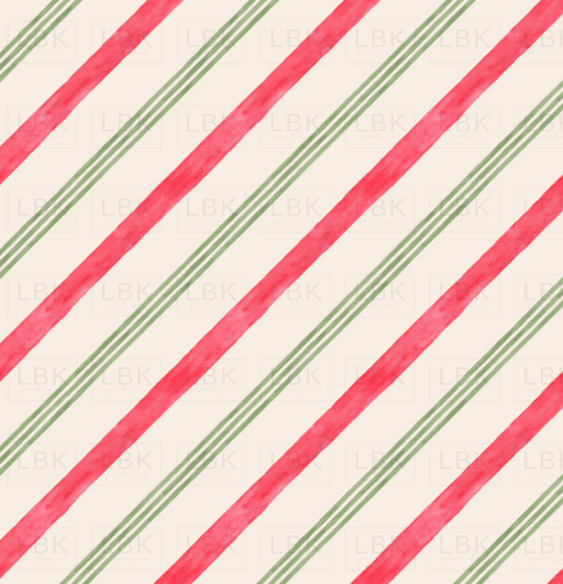 Watercolor Candy Cane Stripes Green Cream