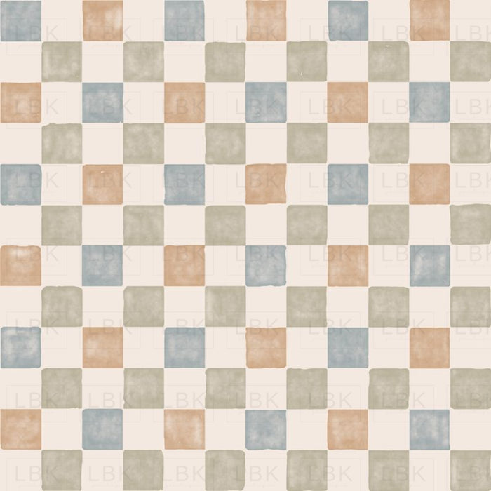 Watercolor Check - Sage Dusty Blue