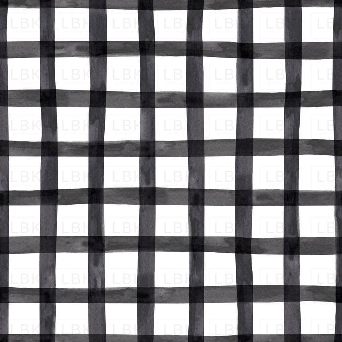 Watercolor Christmas Black And White Plaid