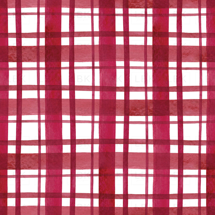 Watercolor Christmas Red Plaid