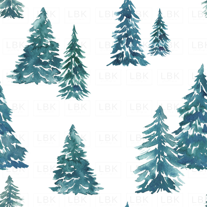 Watercolor Christmas Trees Blue