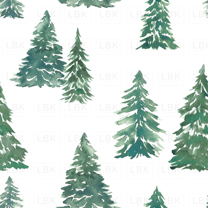 Watercolor Christmas Trees Green