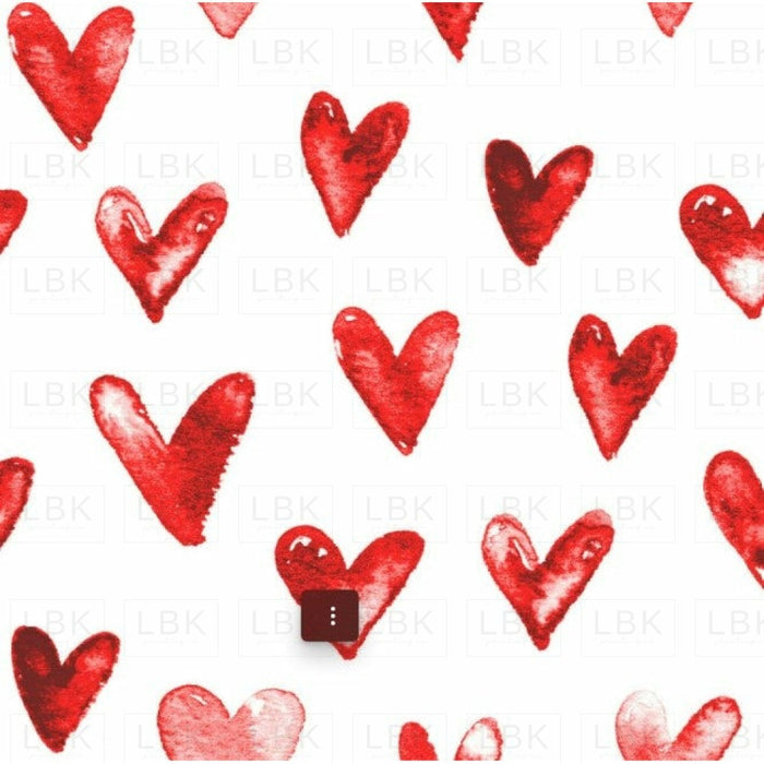 Watercolor Hearts In Red And White