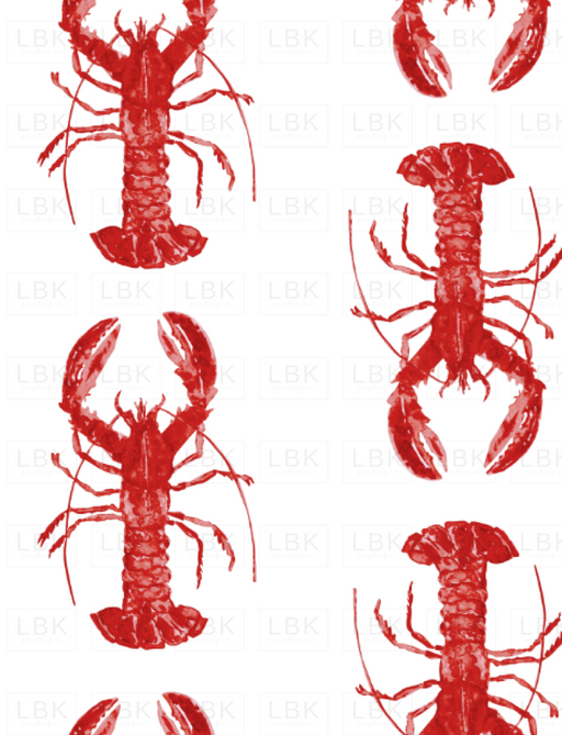 Watercolor Lobsters In Red