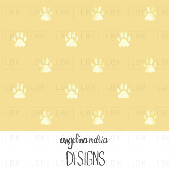 Watercolor Paw Prints In Buttermilk Yellow