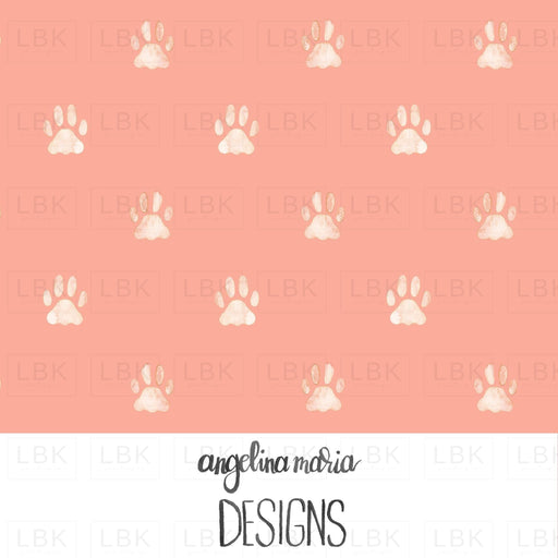 Watercolor Paw Prints In Peach