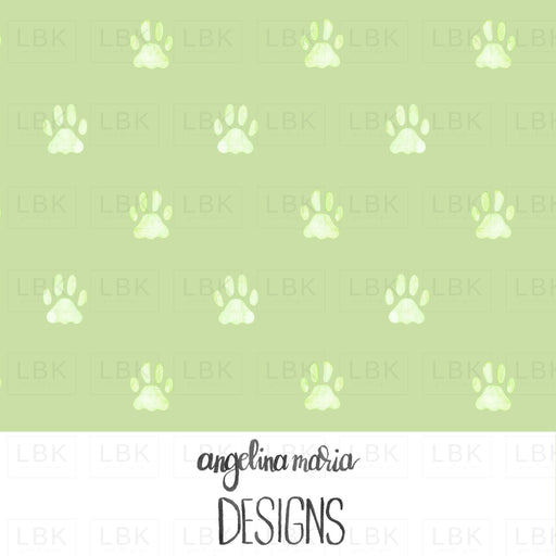 Watercolor Paw Prints In Spring Green