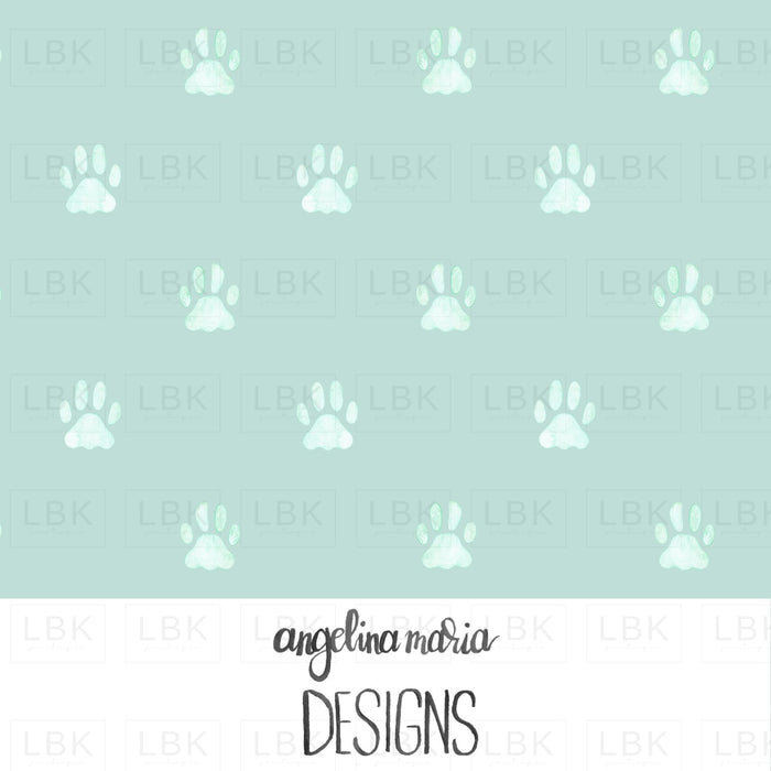 Watercolor Paw Prints In Sweet Mint