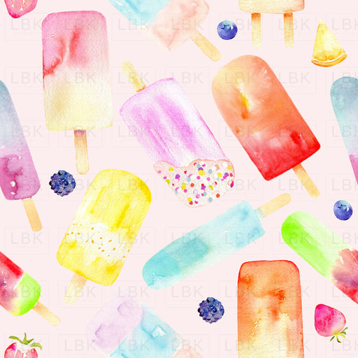 Watercolor Popsicles On Pink