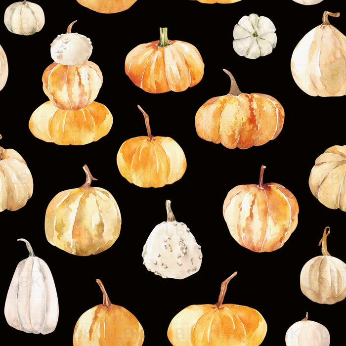 Watercolor Pumpkins On Black