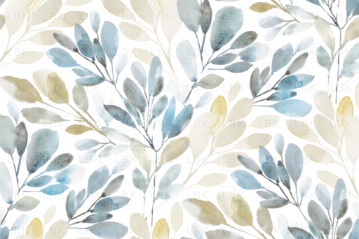 Watercolor Sprigs Blue Gold