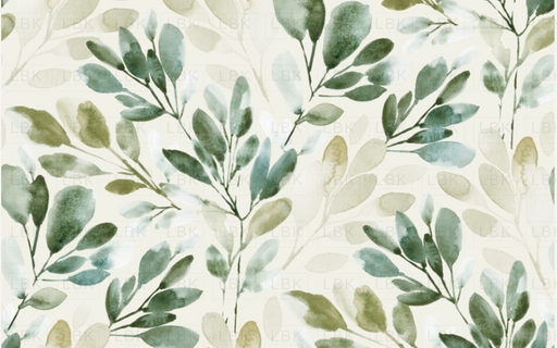 Watercolor Sprigs Green With Cream Bkg