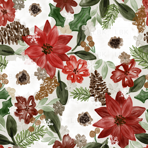 Watercolor Winter Floral Red