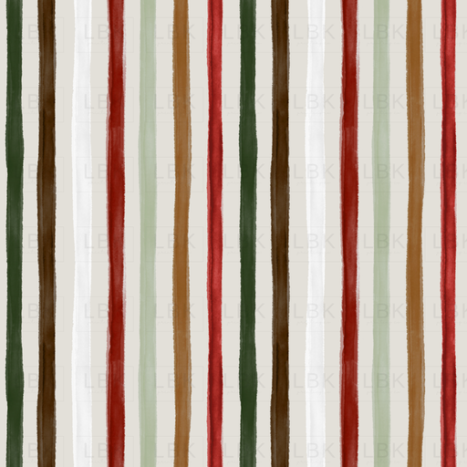Watercolor Winter Floral Red Stripes